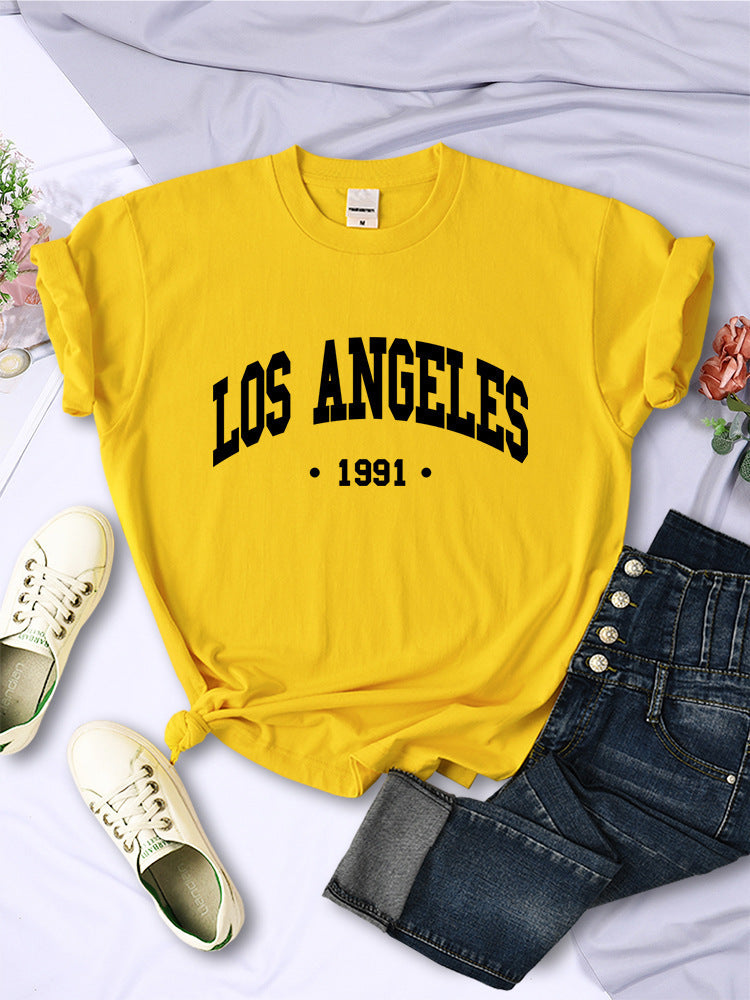 Women's City Letter Printed T-shirt In 1991 - Chic Angle