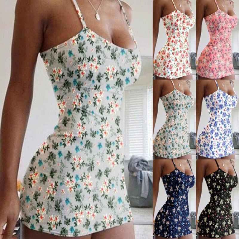 New Sling Print Explosive Dress