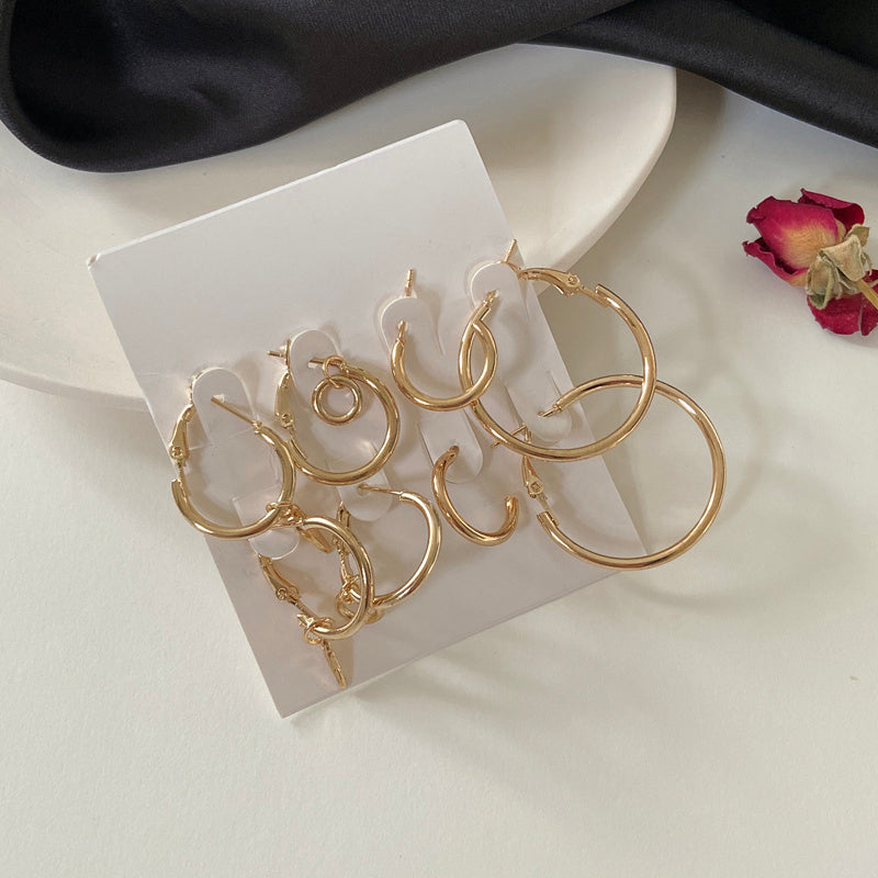 Metal Four-Piece Hoop Earrings
