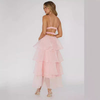 European And American Organza INS Deep V-neck Backless Sling Dress Leisure Vacation
