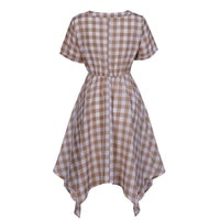 Original Design V-Neck Plaid Irregular Dress