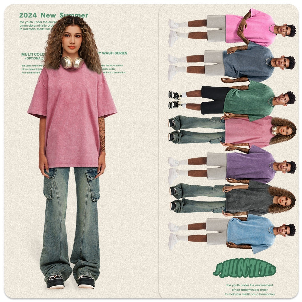 Women's American-style Distressed Linen Cotton Short Sleeve