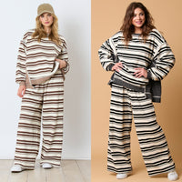 Striped Long-sleeved Trousers Casual Loose Two-piece Suit