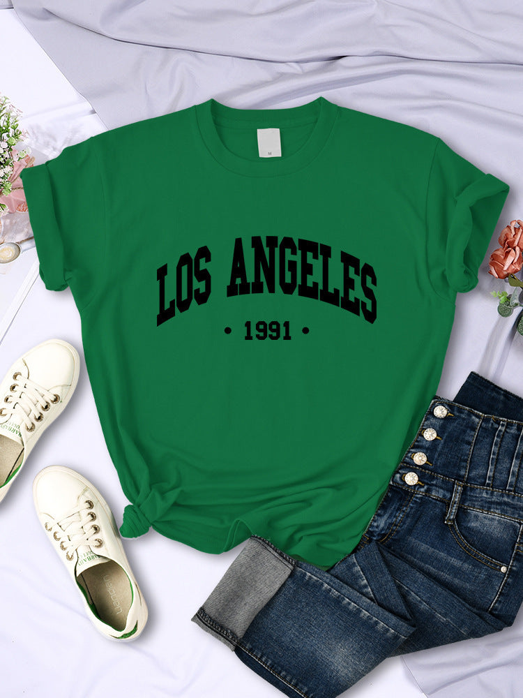 Women's City Letter Printed T-shirt In 1991 - Chic Angle