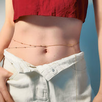 Summer Beach Sexy Body Chain Gold Silver Double Thin Chain Bead Waist Chain Street Fashion Retro Beauty Belly Chain