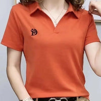 Women's V-neck Short-sleeved High-end Western Style Youthful-looking Casual Top - Chic Angle