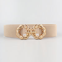 Women's Decoration Wide Simple Waist Decoration Round Metal Button-down Belt Matching Dress Son Suit Jacket Waist Retraction Elastic Waist Seal