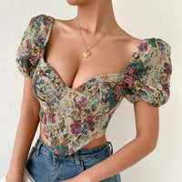 Backless Puff Sleeve Fishbone Sling Niche Court Retro Vest