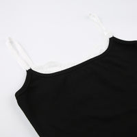 Contrast Color Lace Hot Girl Knitted Fashion Design Sense Bottoming Small Slip Top Women