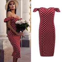 Polka dot print bag hip midi skirt dress