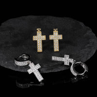 New Double Row Hip Hop Stud Earrings Micro Inlaid Zircon