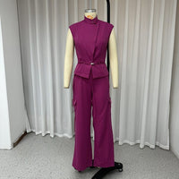 Rest Sleeveless Polo Collar Solid Color Casual Two-piece Suit - Chic Angle