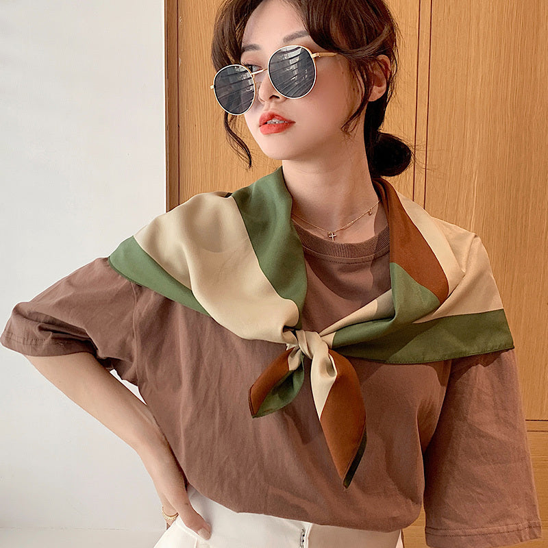 Retro Temperament Silk Scarf Women Wild Simple Sunscreen Travel Headscarf