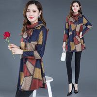 Retro Loose Round Neck Bottom Skirt Printed Midi Skirt