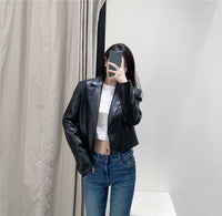 Ladies Faux Leather Short Casual Blazer