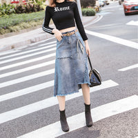 Irregular Slit Denim Skirt
