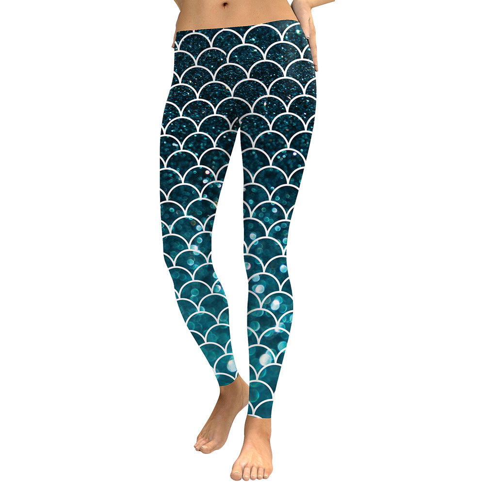 Summer Fish Scale Nine-point Leggings