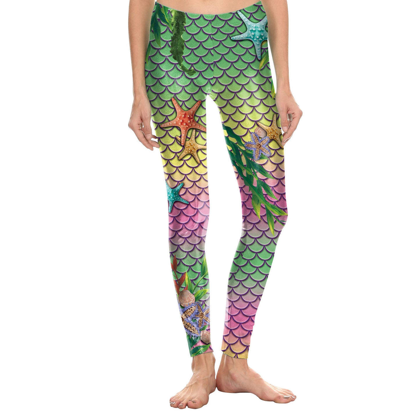 Summer Fish Scale Nine-point Leggings