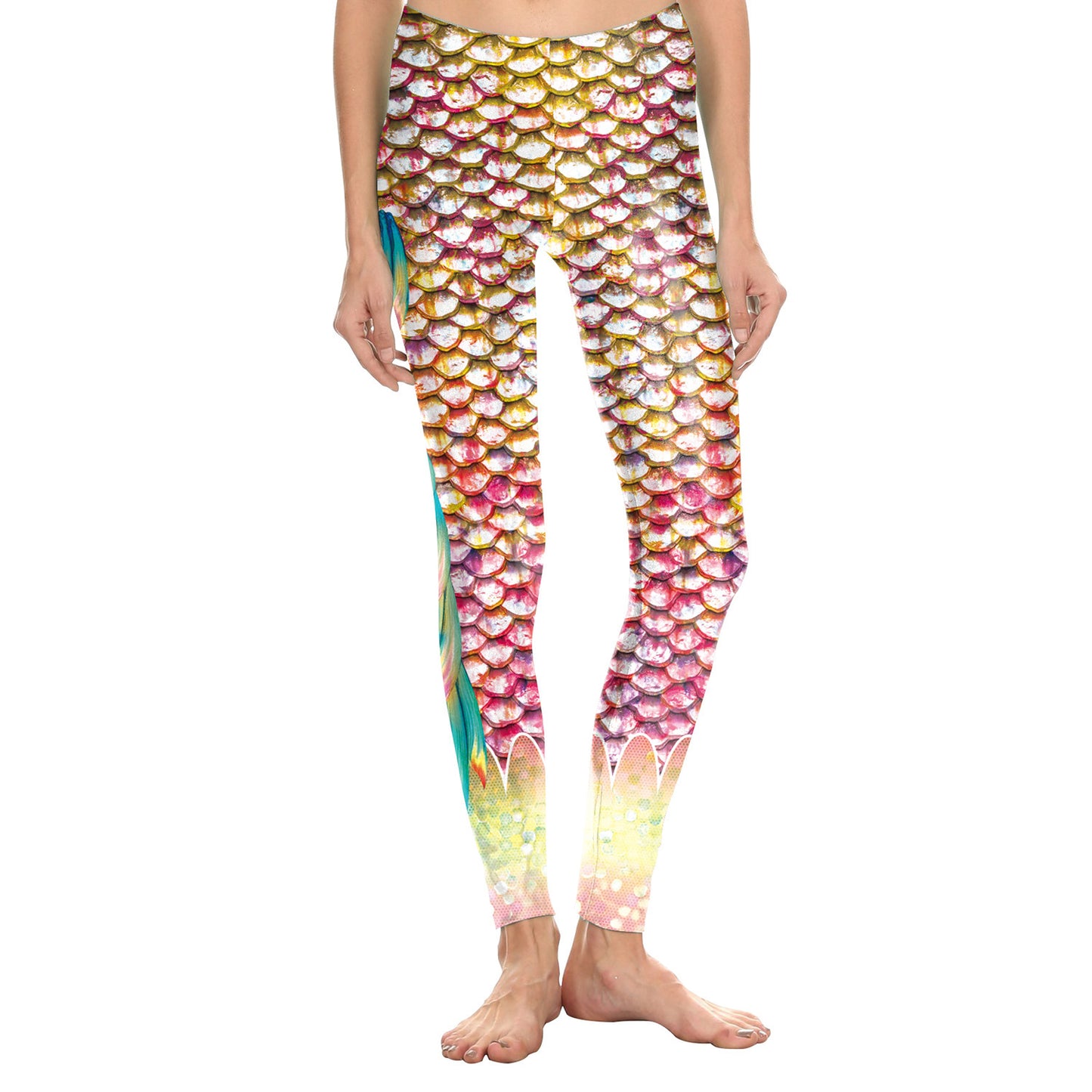 Summer Fish Scale Nine-point Leggings