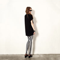 Black And White Vertical Stripes For Spring Leggings