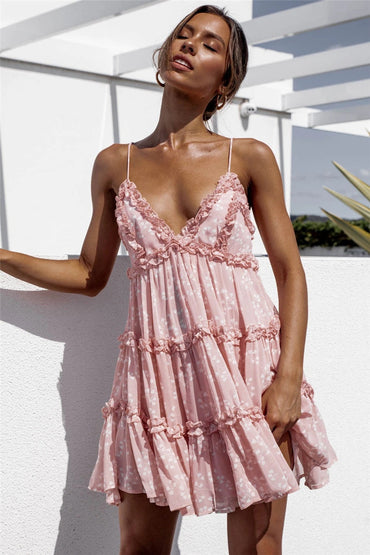 European And American Spring And Summer Cross-Border New Small And Sweet Digital Print Sling Lace Dress