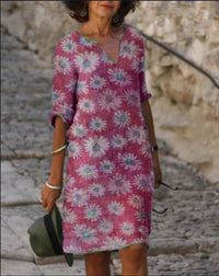 Fashion chrysanthemum midi dress