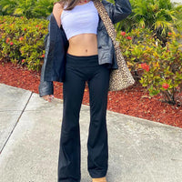 Pure Color Slim Slimming Hot Girl Elastic Low-rise Straight-leg Pants