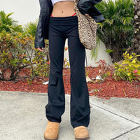 Pure Color Slim Slimming Hot Girl Elastic Low-rise Straight-leg Pants