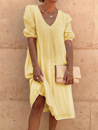 Solid Color Long Casual Midi Dress