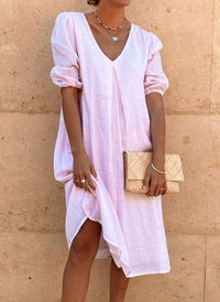 Solid Color Long Casual Midi Dress