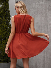 New Fashion V-Neck Sleeveless Casual Pure Color Dress