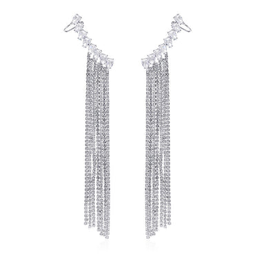 Zircon Earrings Exaggerated Tassel Earrings