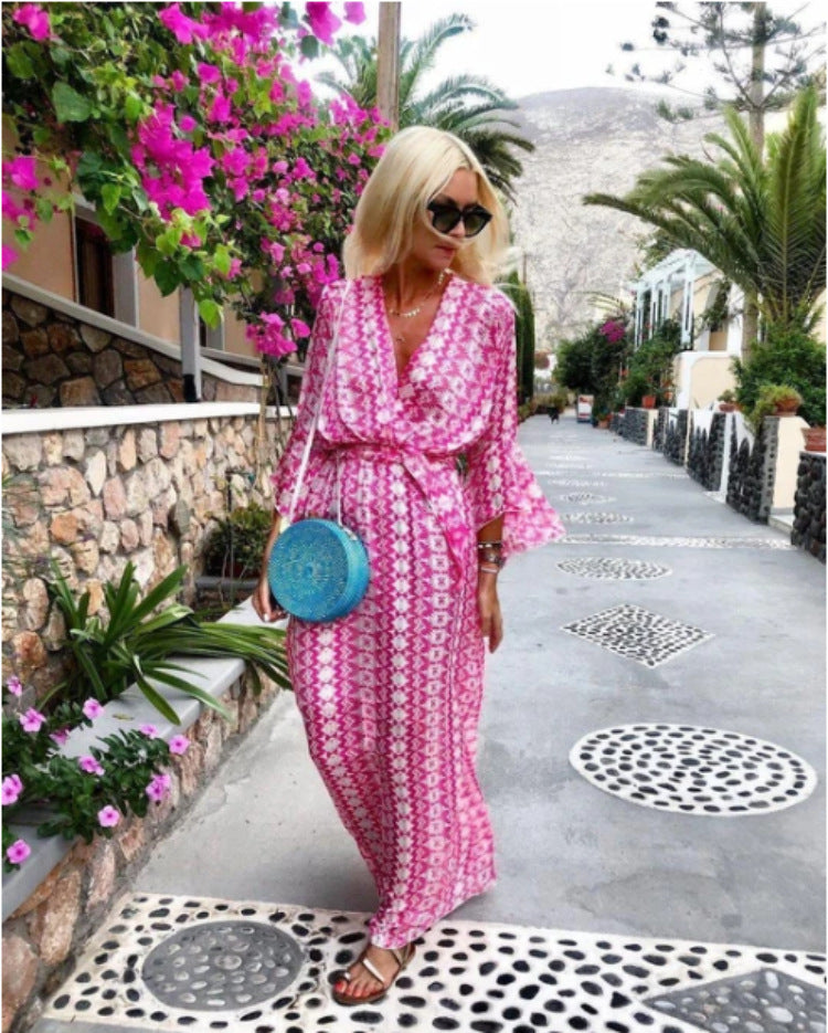 Bohemian Print Long Skirt Vacation Beach Skirt Casual Summer New Ladies Dress