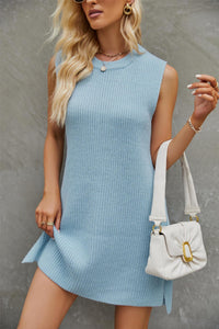 Women's Fashion Solid Color Round Neck Knitted Dress