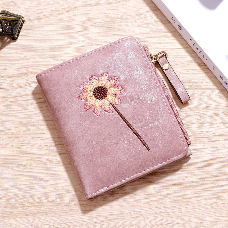 Small Wallet Female Short Simple Student Zipper Buckle Folding Coin Wallet