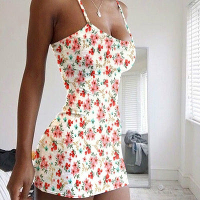 Fashion Floral Floral Halter Dress