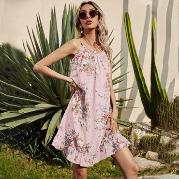 Summer New Style Women's Printed Sling Sleeveless Dress