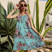 Summer New Style Women's Printed Sling Sleeveless Dress