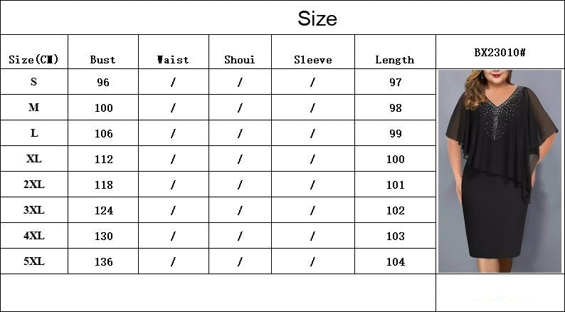 Women's Clothing V-neck One-step Chiffon Shawl Hot Rhinestone Dress