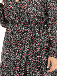 V-neck lantern sleeve maxi skirt