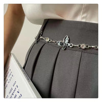 Waist Chain Female Korean Version Butterfly Drop Glue Diamond Personality Chain Hollow Rose Pendant Collocation Dress All Match