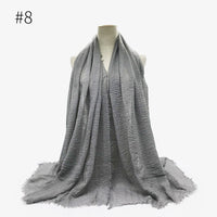 Bubble plain Scarf / cotton scarf fringes women soft solid hijab popular muffler shawls big Pashmina wrap hijab