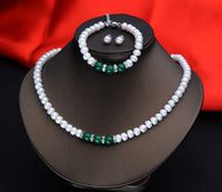 Agate Pearl Necklace Bracelet Ear Stud Set