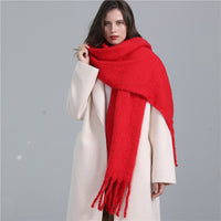 European And American Plus Long Scarf Winter Cashmere Warm All-matching Solid Color Scarf Men And Women Fashion Tassel Scarf New