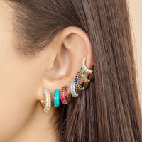 Silver Needle Gold Rhinestone Earrings Women's Geometric