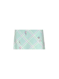 Women's Retro Green Plaid Floral Skirt