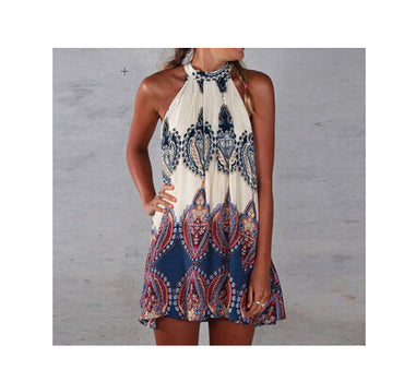 European and American print dress