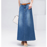 Women's Plus Size Slimming Mid-length A- Line Denim Skirt