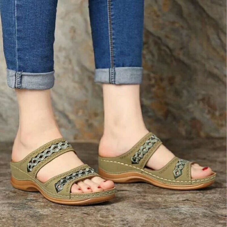 Thick Sole Retro Sewing Ethnic Style Casual Women's Slippers