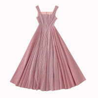 Women's Fashion Square Neck Slim Fit Casual Vacation Striped Big Swing Dress